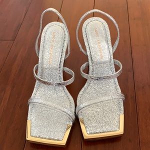 Good American Silver Sandal heal